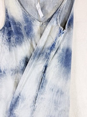 Gap UltraSoft Denim Mini Dress Large Womens Sleeveless Jean Blue Cloud Wash New
