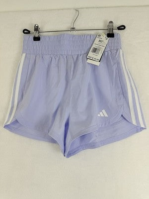 Adidas Pacer Shorts Women XS Purple Violet High Waisted Woven 3 Stripes New NWT