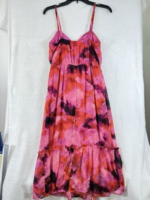 Stitch Fix Dress Medium Sleeveless Midi General Good Ruched Pink Fit & Flare