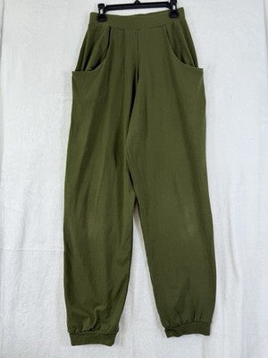 Vintage Jogger Pants Small 80s 90s Green High Waist Knit Hipster Made USA Womens