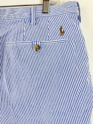 Polo Ralph Lauren Seersuckers Shorts 38 Blue Mens 9” Classic Fit