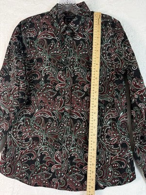 Lands End Womens Tops 6 No Iron Supima Shirt Button Up Long Sleeve Paisley