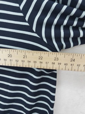 J Jill Wearever Top XL Blue Knit Striped 3/4 Sleeve V Neck Women