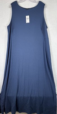 J Jill Wearever Dress Medium XL Blue Sleeveless Shift Long Knit Womens New NWT