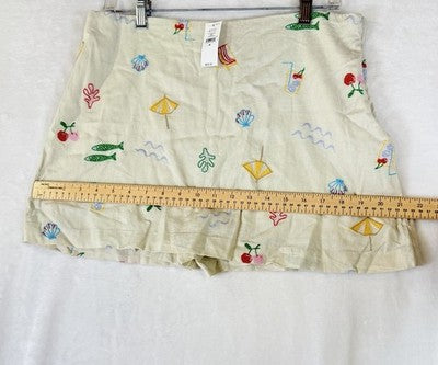 Gap Linen Blend Top Skort Set Medium Womens Beige Embroidered 2Pc Sleeveless New