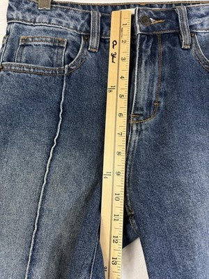 Hidden Jeans 27 Crop Seamed High Rise Straight Leg Raw Hem Blue Womens Denim