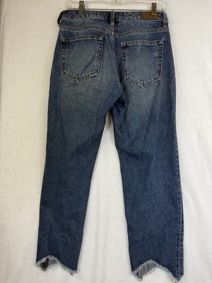 Hidden Jeans 27 Crop Seamed High Rise Straight Leg Raw Hem Blue Womens Denim
