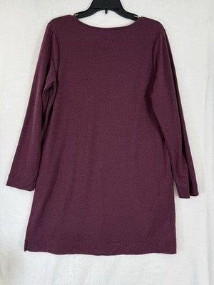 J Jill Pure Jill Luxe Tencel Top Medium Long Sleeve Burgundy Womens