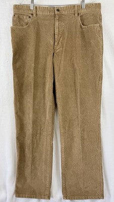 LL Bean Stretch Country Corduroy Pants 36x29 Natural Fit Sepia Mens Straight