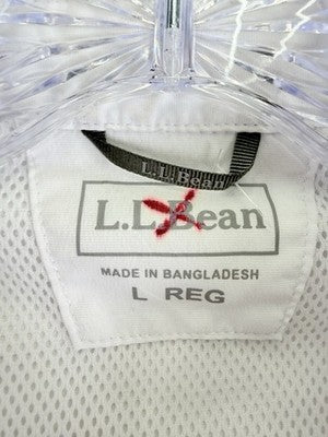 LL Bean Tropicwear Shirt Large Mens White Long Sleeve Button Up *FlawRead