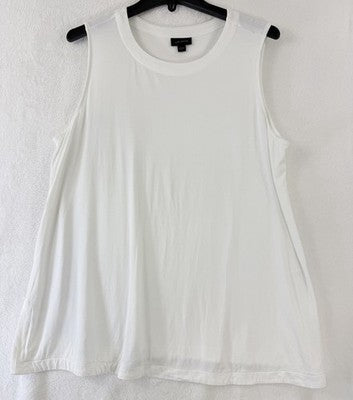 J Jill Wearever Top XL White Sleeveless Jersey Knit Crew Neck Womens