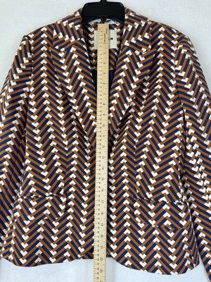 Boden Blazer 4 Womens Jacket Brown Navy Blue Print 1 Button