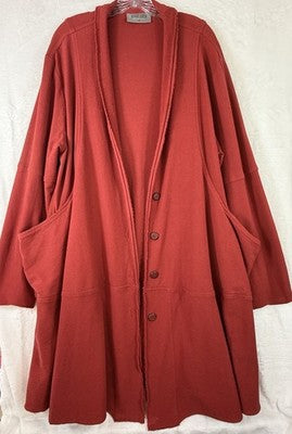 Eleven Stitch Design Cardigan Medium Red Artsy Lagenlook Art To Wear Womens