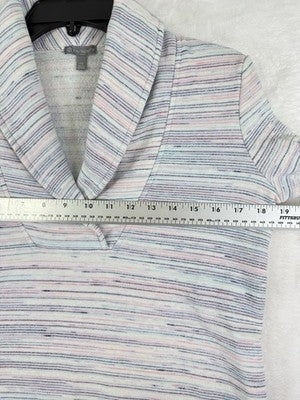 T By Talbots XS Top Fleece Space Dye Wrap Neck Pullover Long Sleeve