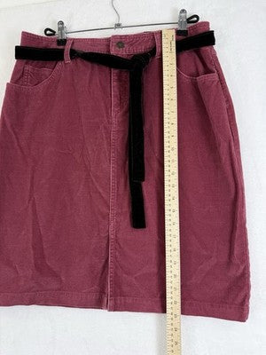 St Johns Bay Corduroy Skirt 12 Belt Pink New NWT