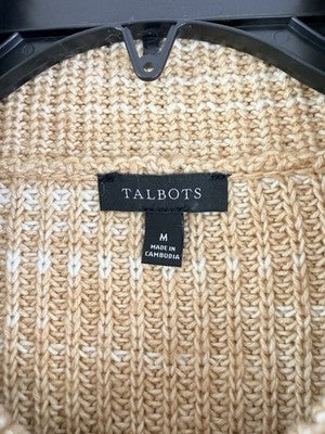 Talbots Sweater Medium Half Zip Beige Long Sleeve Top Space Dyed Womens