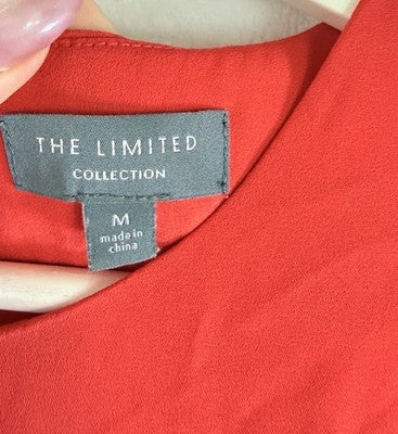 The Limited Top Medium Womens Sleeveless Red Blouse Pleated Lightweight