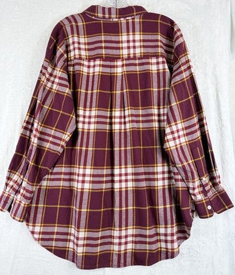 Ann Taylor Loft Flannel Shirt Large Top Womens Plaid Long Sleeve Button Up