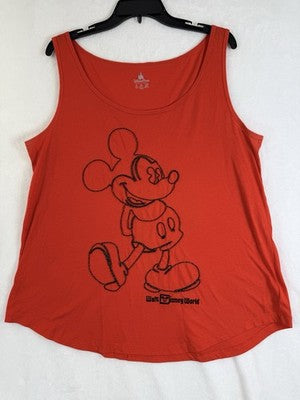 Disney Parks Top XL Womens Mickey Mouse Embroidered Walt Disney World Shirt Red