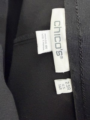 Chicos Brigitte Slim Ankle Pants 2.5 Black Pull On 14 Womens Nylon Stretch