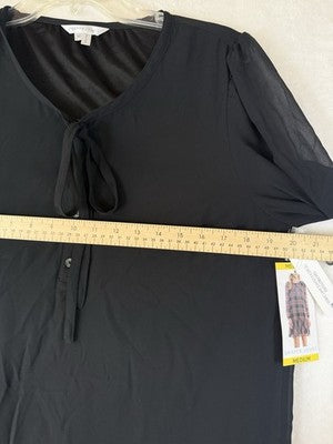 Draper James Dress Medium Shift Black Long Sleeve Shift Flounce Womens New NWT