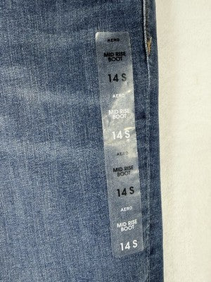 Aeropostale Jeans Women 14 Short Mid Rise Boot Cut Blue New NWT