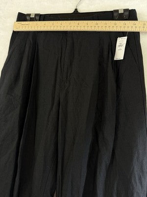 Gap Linen Blend Trousers 4 Petite Black High Rise Wide Leg 365 New NWT