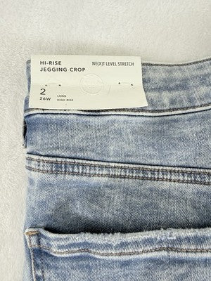 American Eagle High Rise Jegging Crop 2 Long Distressed Cloud Wash Blue New NWT