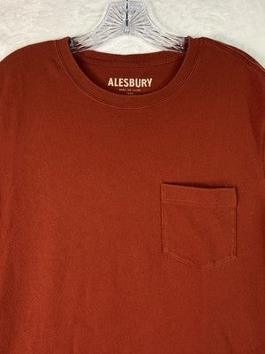 Alesbury Shirt Large Heavyweight Pocket Tee Short Sleeve Mens Red 100% Cotton