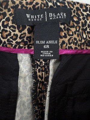 White House Black Market Slim Ankle Pants 6 Animal Print Cheetah Womens