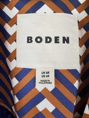 Boden Blazer 4 Womens Jacket Brown Navy Blue Print 1 Button