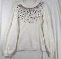 Charter Club XXL Sweater Women White Embellished Pearls Mock Neck
