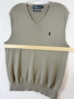 Polo Ralph Lauren Sweater Vest Men Large Gray 100% Pima Cotton V Neck