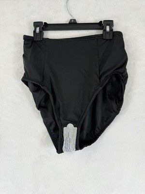 Beach Betty by Miracle Brand Shirred High Waist Black Bikini Swim Bottom Small