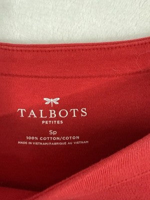 Talbots Dress Small Petite Red T Shirt Jersey Knit Short Sleeve Womens SP Cotton
