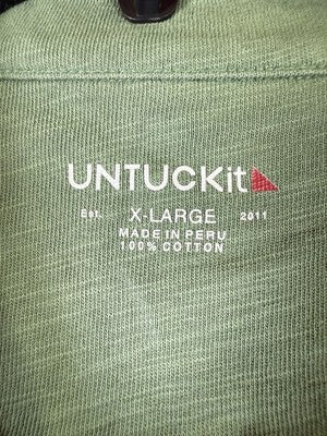 Untuckit Shirt For Men XL Long Sleeve Button Up Green Jersey Knit 100% Cotton