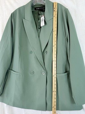 Studio By Torrid Blazer 3 Green 3X Twill Relaxed Menswear Jacket New NWT