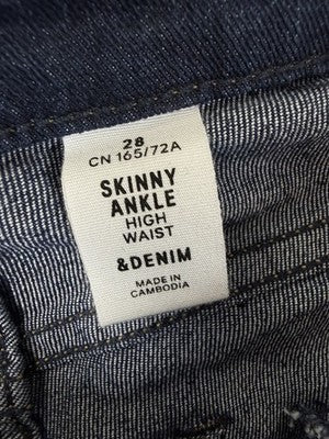 HM Jeans 28 High Waist Skinny Ankle Dark Blue Womens &Denim H&M