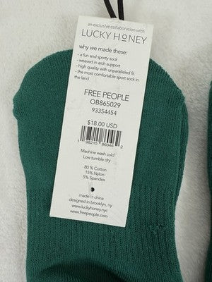 FP Movement Lucky Honey Ruffle Sport Socks Green Free People Ankle Women Lot NEW