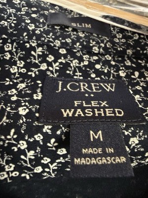 J Crew Flex Washed Shirt Medium Slim Fit Button Down Blue Floral Long Sleeve Men
