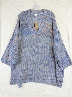 J Jill 4X Sweater Space Dye Marled V Neck 3/4 Sleeve Tunic Top Plus Size New NWT