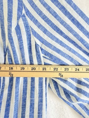 J Jill Linen Blend Striped Blazer Womens XL Royal Blue Cream 2 Button Unlined