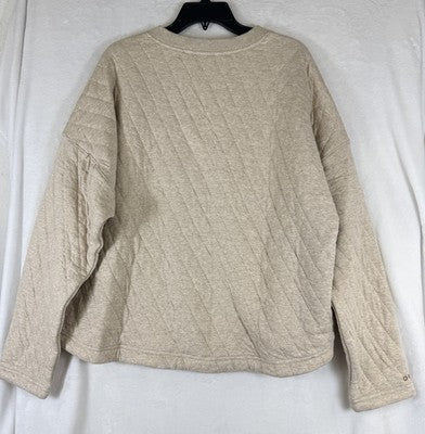 Orvis Sweatshirt Women XL Quilted Beige Pullover Top Long Sleeve New NWT