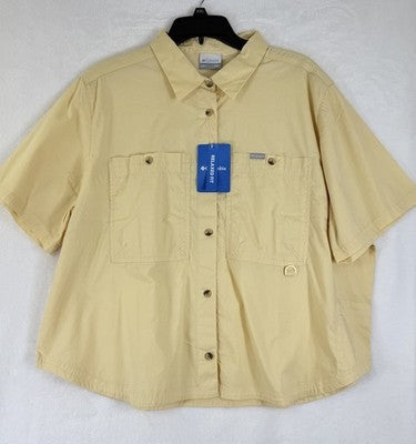 Columbia Shirt XXL Women Top Brea Falls Short Sleeve Fishing Button Up New