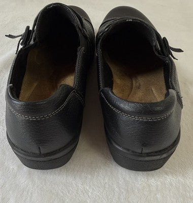 Clarks Womens Shoes 9 Wide Black Leather Cheyn Madi Flats Slip On Loafers 9W