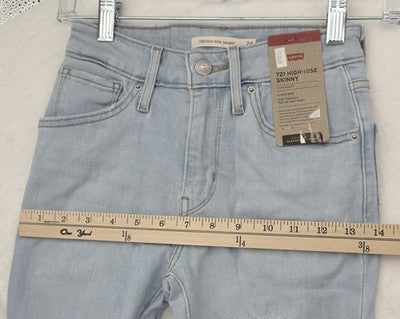 Levis 721 High Rise Skinny 24 24x30 00 Womens Light Blue High Rise New NWT