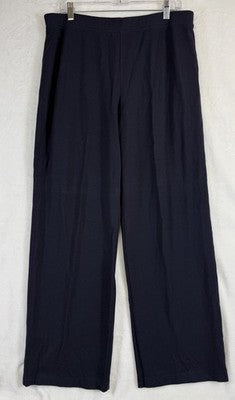 Vintage Talbots Knit Pants XL Navy Blue Pull On Straight Leg