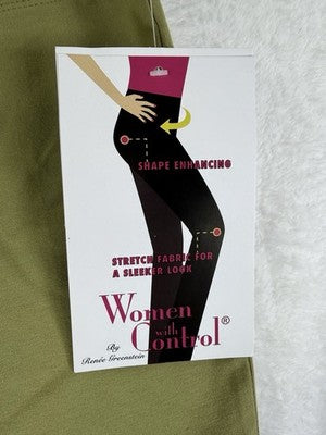 Women With Control Medium Pull On Capri Leggings Green Slimming New NWT