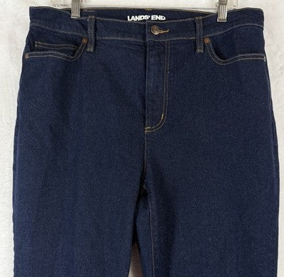 Lands End Bootcut Jeans 16 Women Dark Blue Denim High Rise
