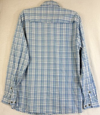 Orvis Button Down Shirt Medium Blue Plaid Long Sleeve Fishing Hiking